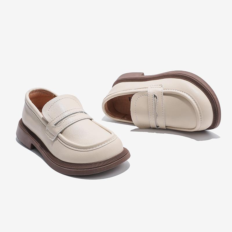 Small Leather Shoes British Style Genuine Leather Black Moccasins Soft Sole Fashionable Children's Single Shoes Baby Shoes