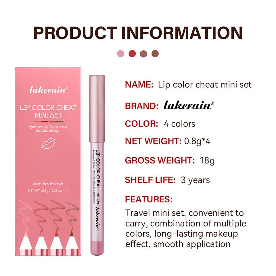 Lakerain Multi-color Optional Lip Liner Set, Smooth and Easy To Color Lip Liner, Matte Mist Lip Liner, Create Three-dimensional Full Lip Makeup