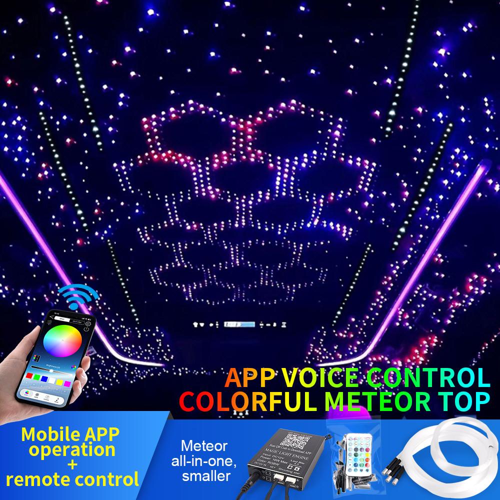 Led Star Roof Starlight Headliner Fiber Optic Lamp APP Voice 16W Twinkle Starry Sky RGB Car Star Ceiling Light Remote Control