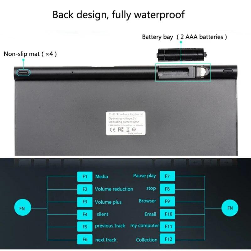 Wireless Keyboard Mouse Combo 2.4G Mini Portable Wireless Keyboard and Mouse for Windows Mac Android