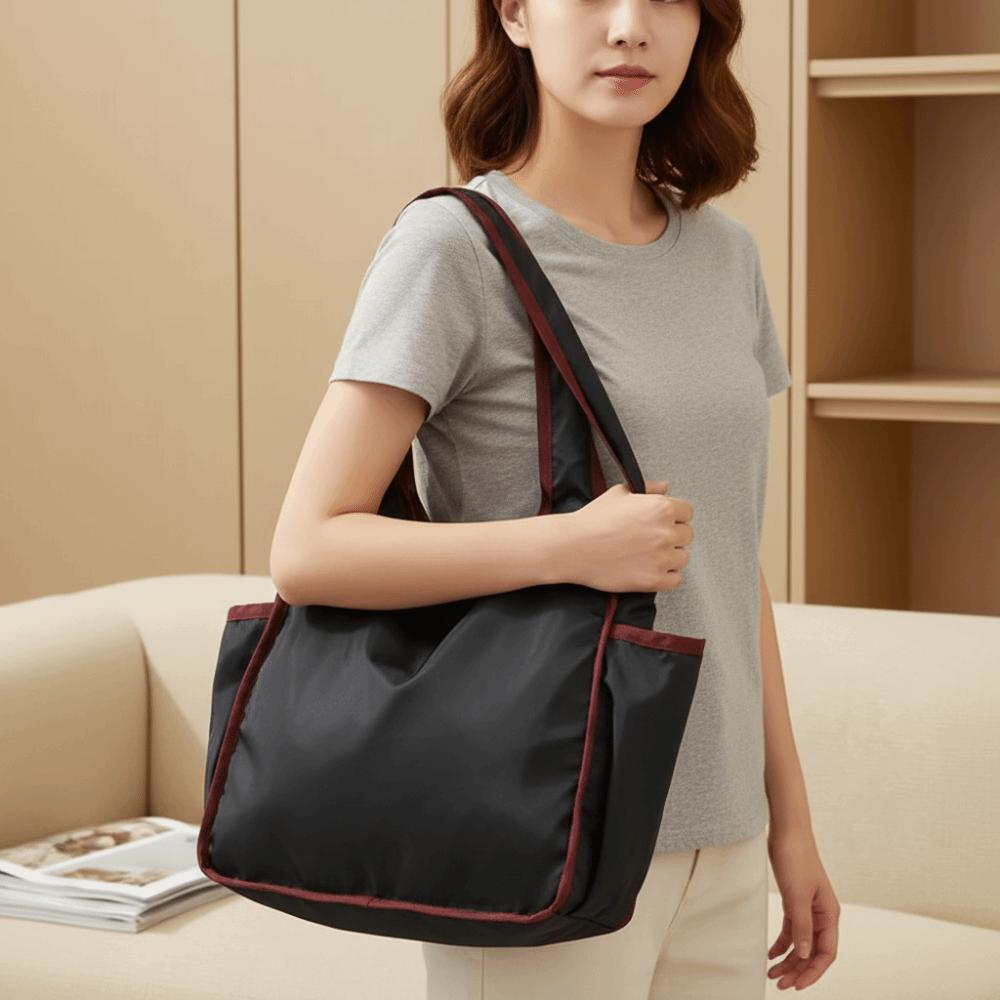 Large Capacity Tote Bag Foldable Eco-Friendly Bag Retro Shopping Bag Portable Use