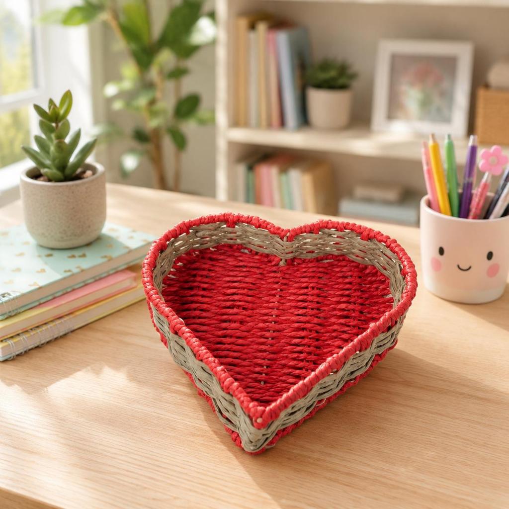 Heart Shaped Storage Basket Handmade Heart Storage Basket Multi-Purpose Easy to Organize for Dresser