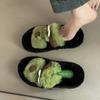 Fashion Versatile Cute Cartoon Soft Cotton Plush Slippers Women's 2025 Autumn and Winter New Outer Wear Fluffy Slippers