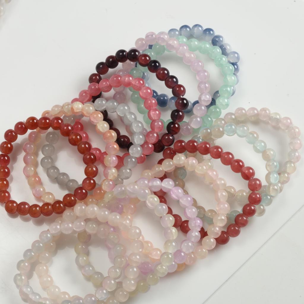 1-8Pcs Colorful Beads Beaded Bracelet Glass Beads Women's Fresh Versatile Jewelry Stretch Effected Handmade Bracelet Jewelry
