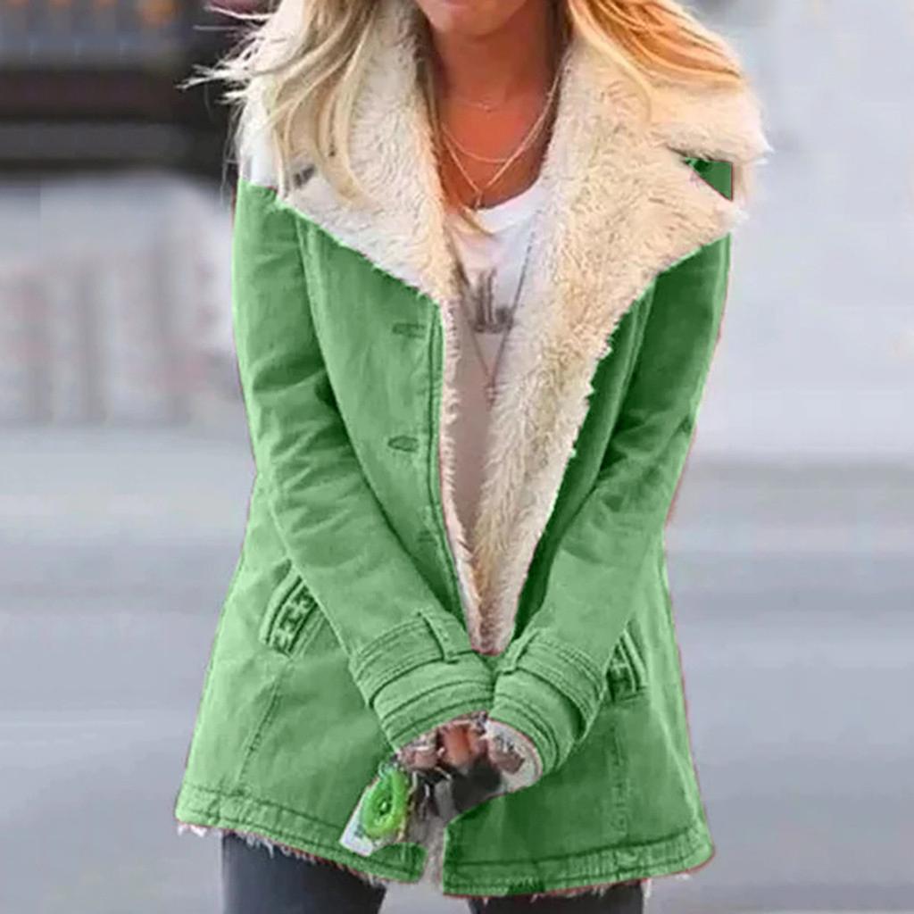 Women's Solid-color Loose Long-sleeved Fashionable Plus-size Warm Fleece Jacket