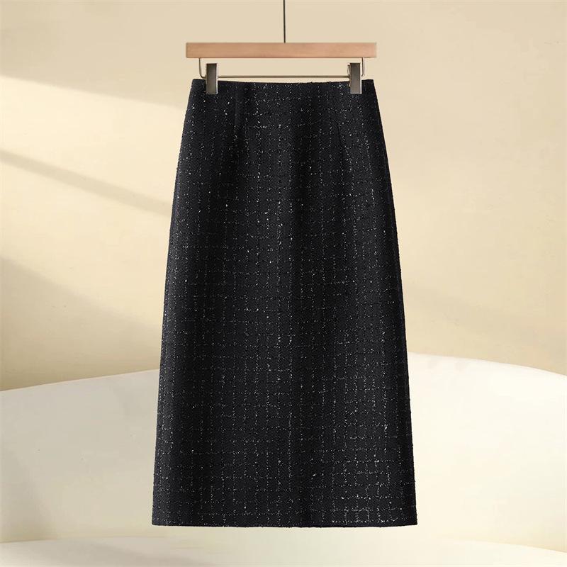 Lux Women's Sequin Tweed French-Style Wool Skirt for Autumn/Winter 2025