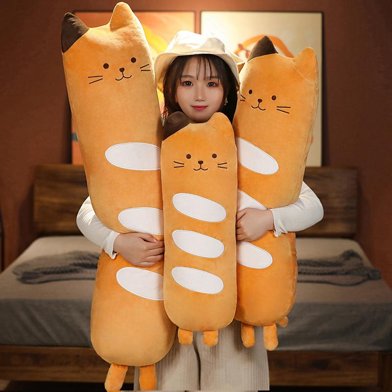 Jessica Chen Unisex Non-Toxic 100Cm Long Animals Plush Toy Stuffed Squishy Animal Bolster Pillow Cat Cylindrical Plushie Toy Sleeping Friend Best Gifts