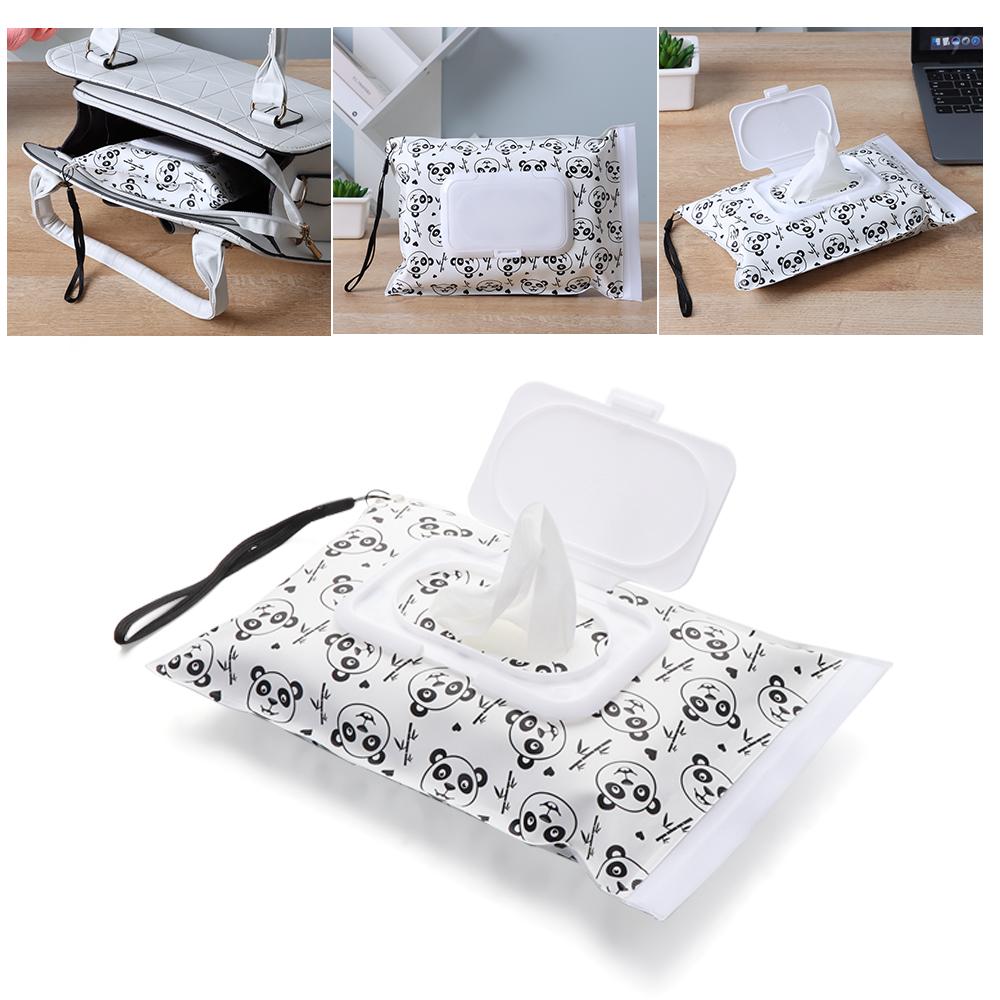 Kosmetiktasche Leicht zu tragen Druckknopf-Riemen Behälter Wischtuchtasche Saubere Tücher Tragetasche