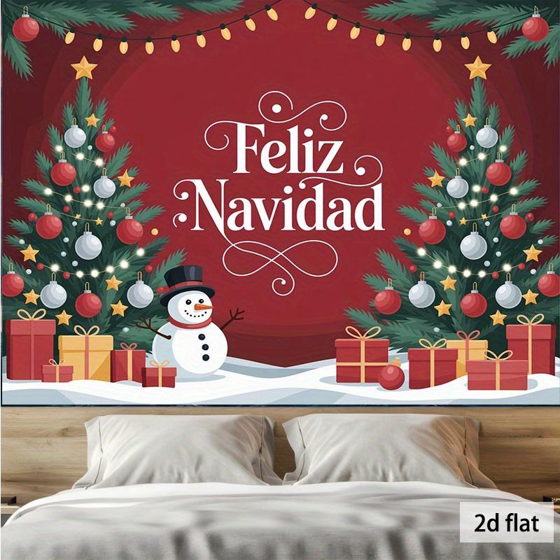 1 piece set of Spanish Merry Christmas banner - red and gold party decoration with gift