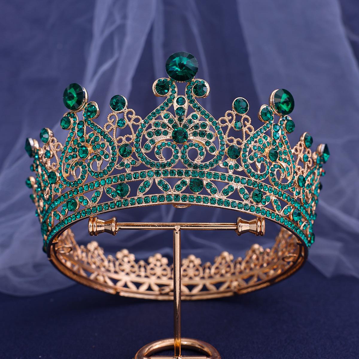 

Головной убор DIEZI в стиле барокко, зеленая, розовая, красная, кристаллическая тиара, корона для женщин и девочек, свадебное платье принцессы для волос, аксессуары для вечеринок