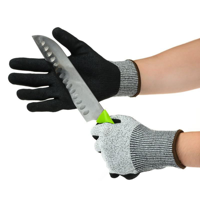 HPPE Level 5 EN388 Cut-Resistant Nitrile Frosted Oil-Resistant Gloves, Abrasion-Resistant