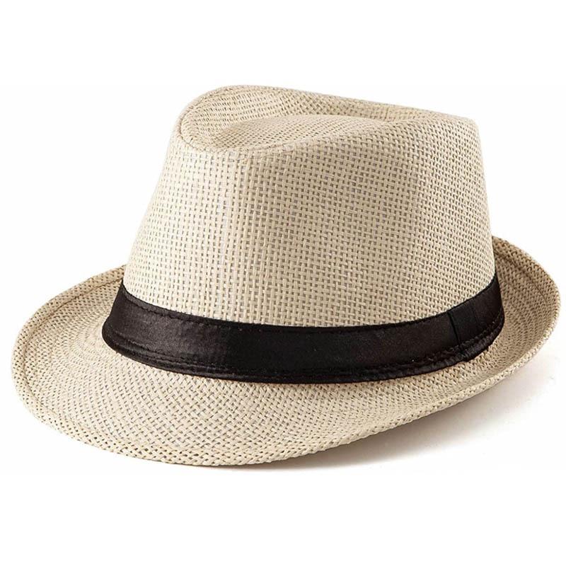 Vintage Curled Edge Gentleman Straw Hat Men's Ladies Outdoor Beach Sun Hat Summer Top Hat British Jazz Hat