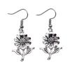 Circle Frame Flowers Dangle Earrings Romantic Floral Female Drop Jewelry