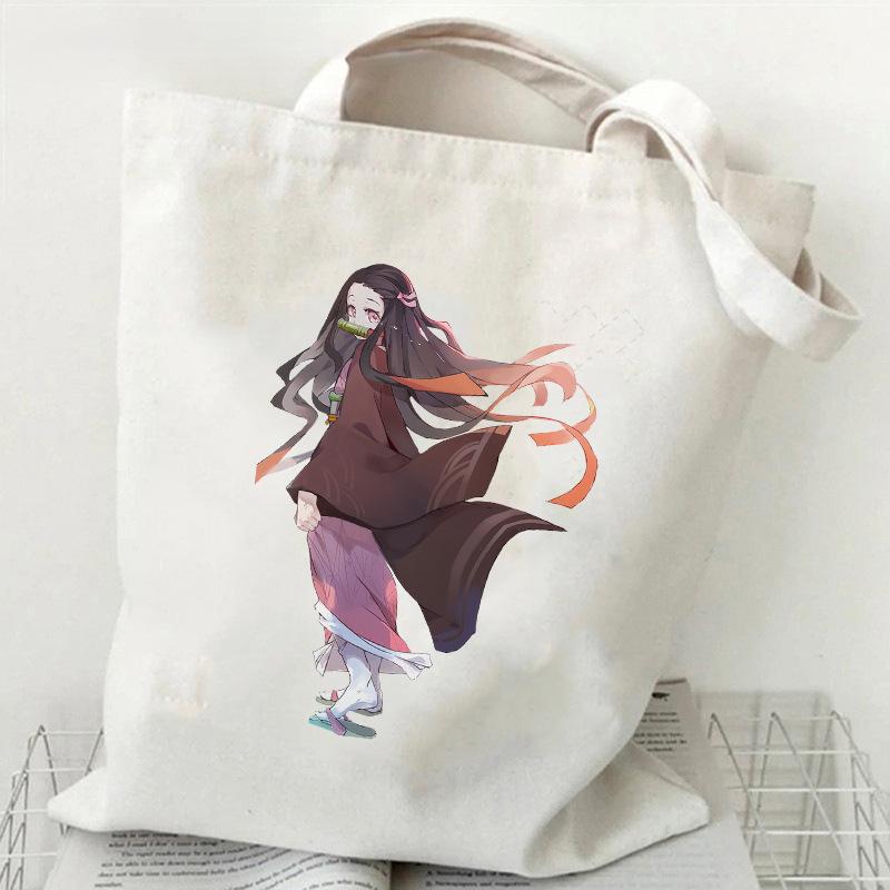 Japan cartoon comics Nezuko Kamado Demon Slayer Printed Canvas Bag Student Shoulder Bag Tote Bag 7550