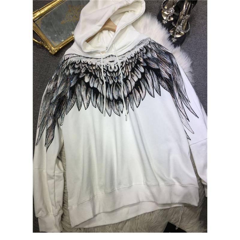 Übergröße National Tide Sweatshirt Damen Drill Big Wings Kapuzenpullover