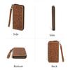 Johnature Crazy Horse Leather Long Wallet Men's Card Bag Retro Embossed Zipper Multi Card Holder Purse