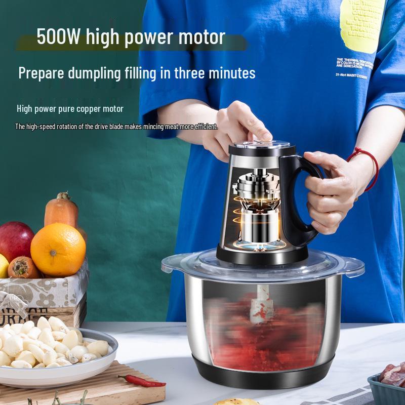 5L Electric Meat Grinder & Food Processor: Multifunctional Stainless Steel, Ideal for Garlic, Chili, and Household Use