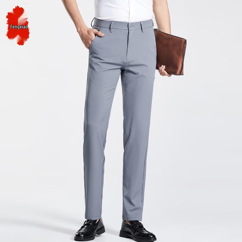 Fengxiao Men s Business Straight Leg Trousers 35