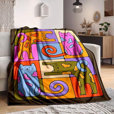 1 stuks Kleurrijke Katten Deken Lichtgewicht Flanellen Deken Plaid voor Bank, Bed, Reizen, Kamperen, Woonkamer, Kantoor, Bank, Stoel, En Bed yy251015