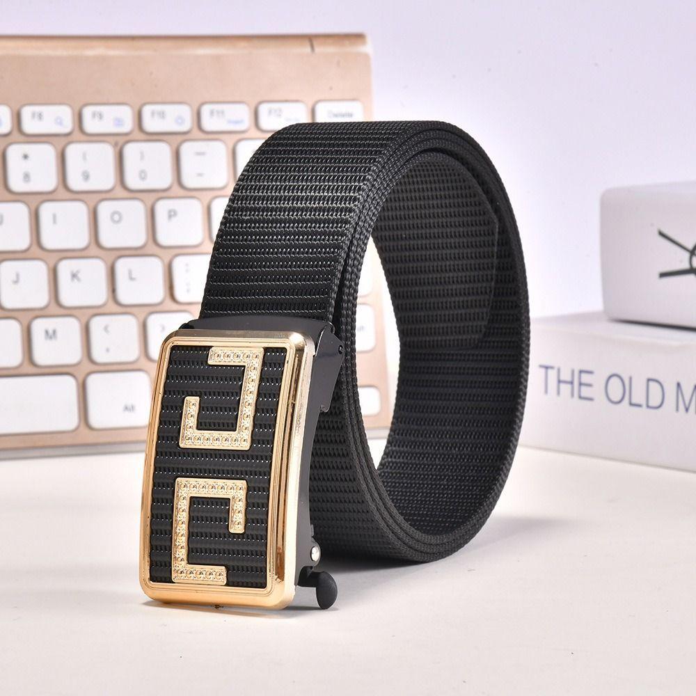 

Уличный автоматический ремень с пряжкой, деловой повседневный холщовый ремень, модный плетеный пояс чёрный