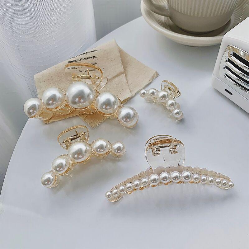 

4Pcs/Set Fashion Artificial Pearl Hair Claws For Women Girls Party Ponytail Holder Hair Accessories