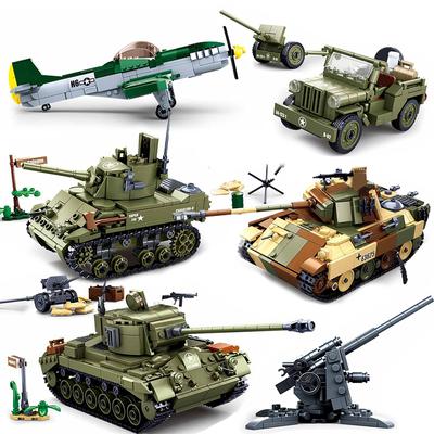 Military Panzer Tank Aircraft Building Blocks Armored Car German Army Vehicle WW2 World War II I Bomber Model Educational
