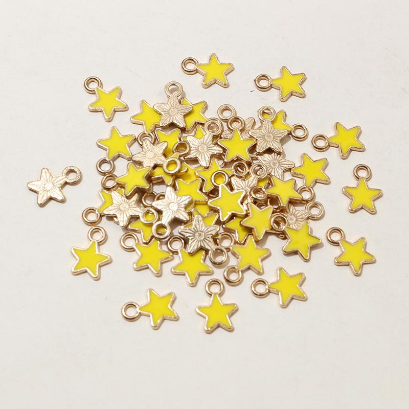 100pcs 6x8mm Enamel Small Stars Charms Pendant 9-colors Zinc Alloy Metal DIY Jewelry Making Accessories for Bracelet Necklace
