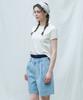 LOSSYROW Two-Tuck Wide Denim Shorts Light Blue