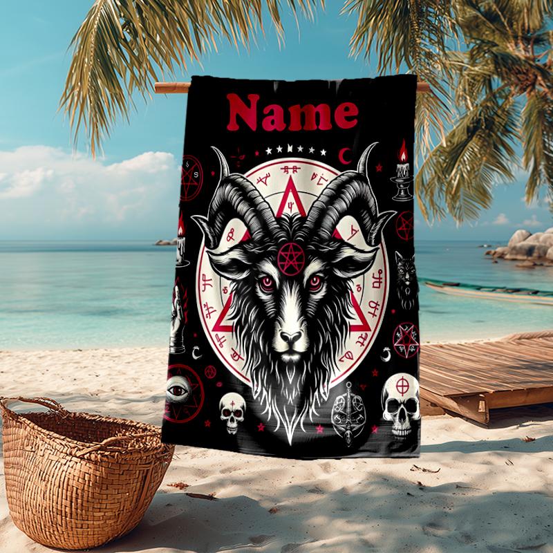 Custom Name Ultra-Soft Beach Towel with Goat Theme,Ideal for Pool - Camping, Diving - Perfect Travel Essential, Vibrant Beach Towel.