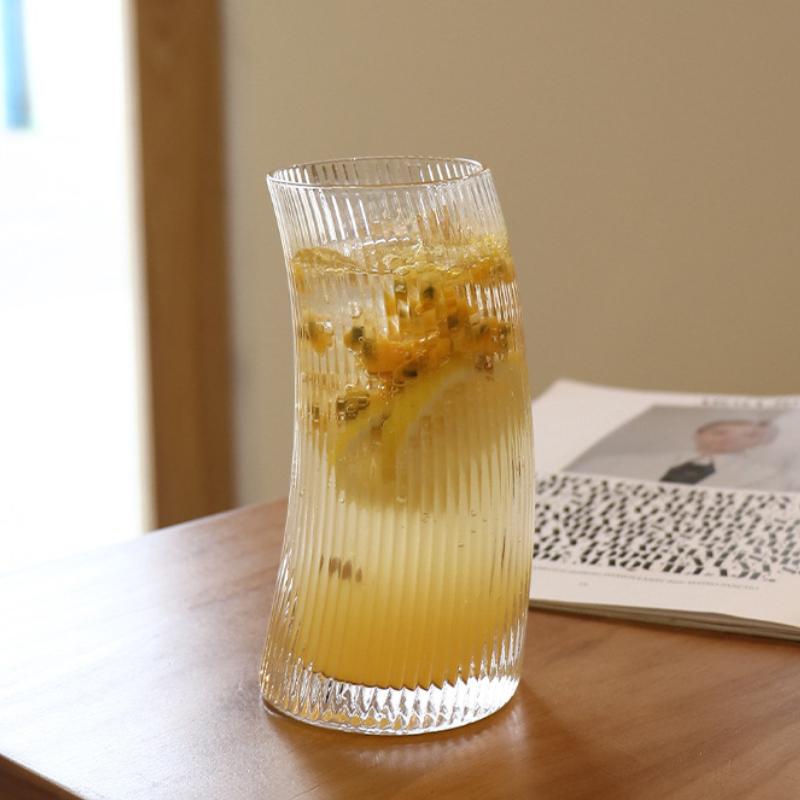 500ml Crescent Shaped Glass Cup Large Capacity Juice Beverage Cups Cafe Creative American Coffee Latte Cold Drink Mugs Drinkware