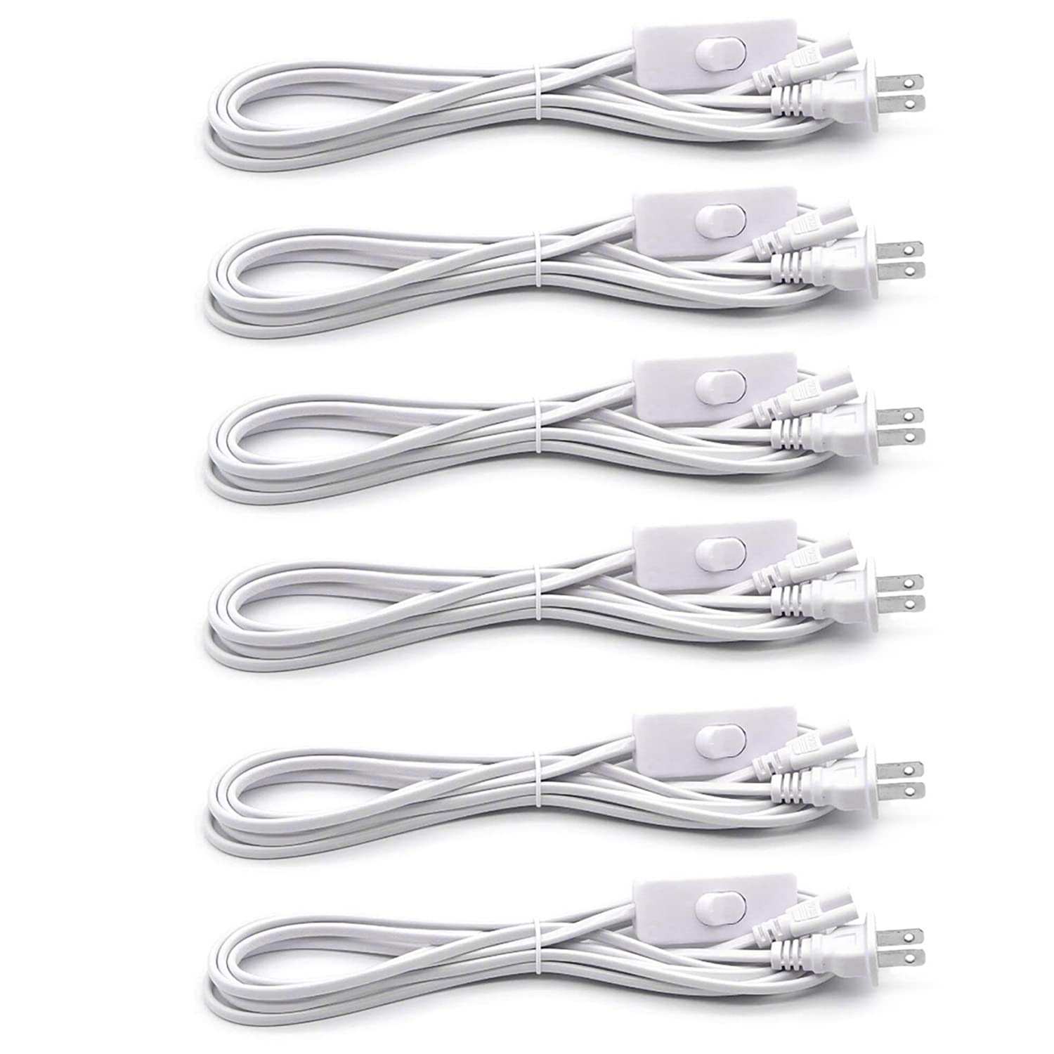 

6 штук 1,8-метровых 3-жильных шнуров питания для светодиодных люминесцентных ламп T5 и T8 с прямой трубкой