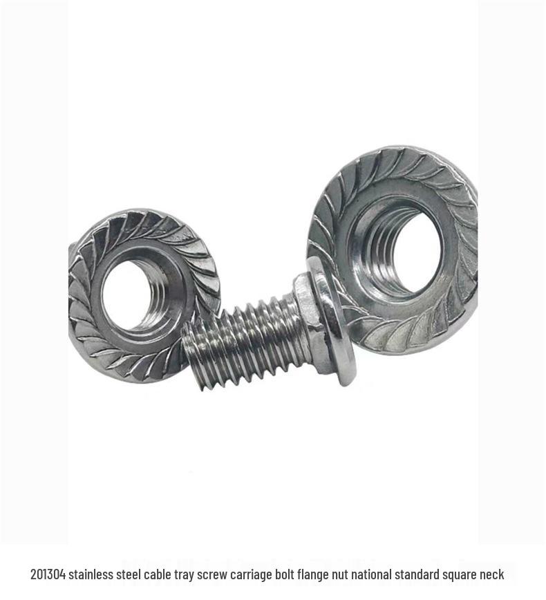 304 Stainless Steel Cable Tray Screw and 201 Flange Nut with Flat Head Square Neck