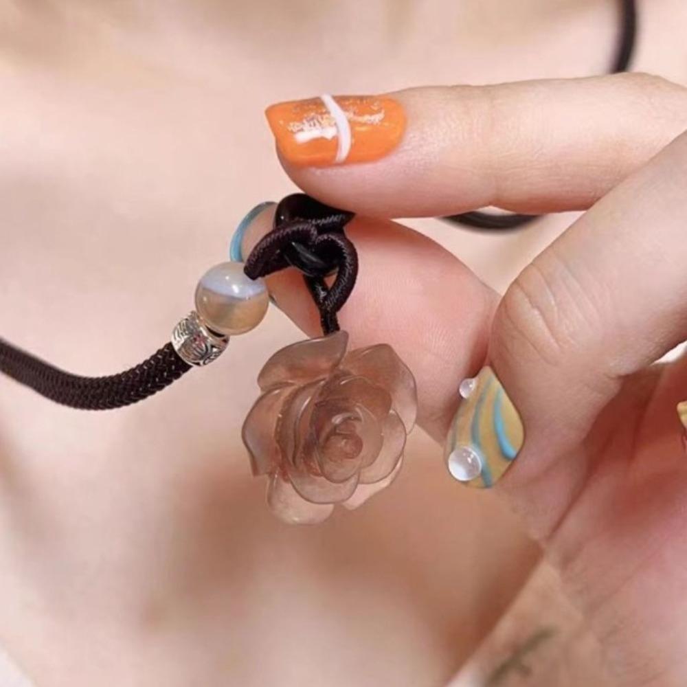 Handmade Chic Flower Beads Necklace Ins Wind Necklace Fashion Ethnic Round Pendant