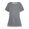 Casual Protective Top Work Uniform Open Hem Pocket Neck Round Solid Color for Women