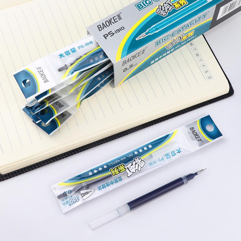 Bao Ke 0.5mm Blue-Black Semi-Needle Point Pen Refill - Large Capacity, Water-Based. 0.5mm