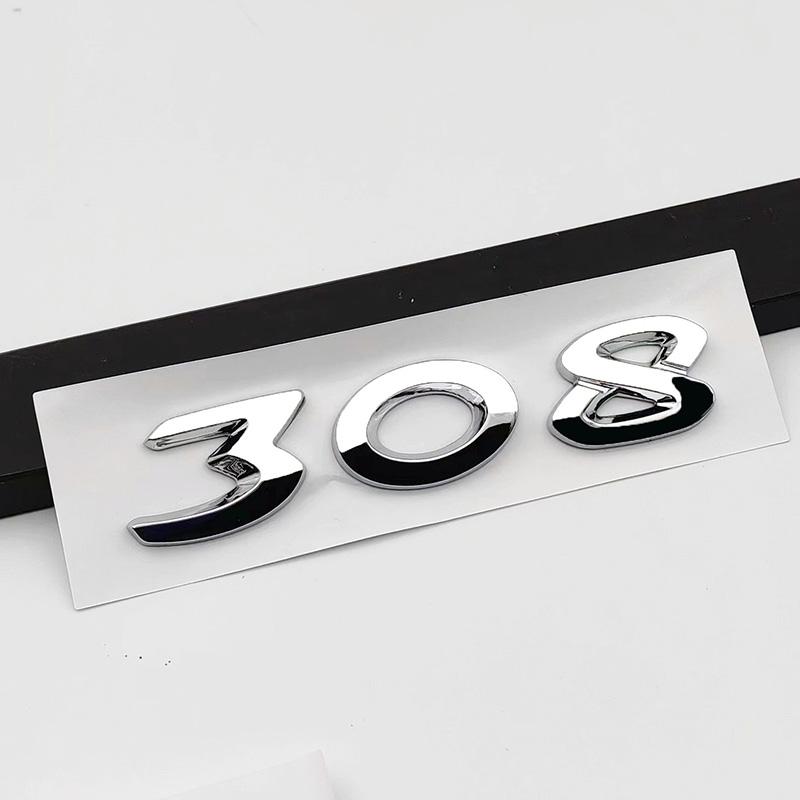 3d ABS Chrome Black Logo 308 Emblem Letters Car Trunk Badge For 308 SW T9 CC Adhesive Number Sticker Accessories
