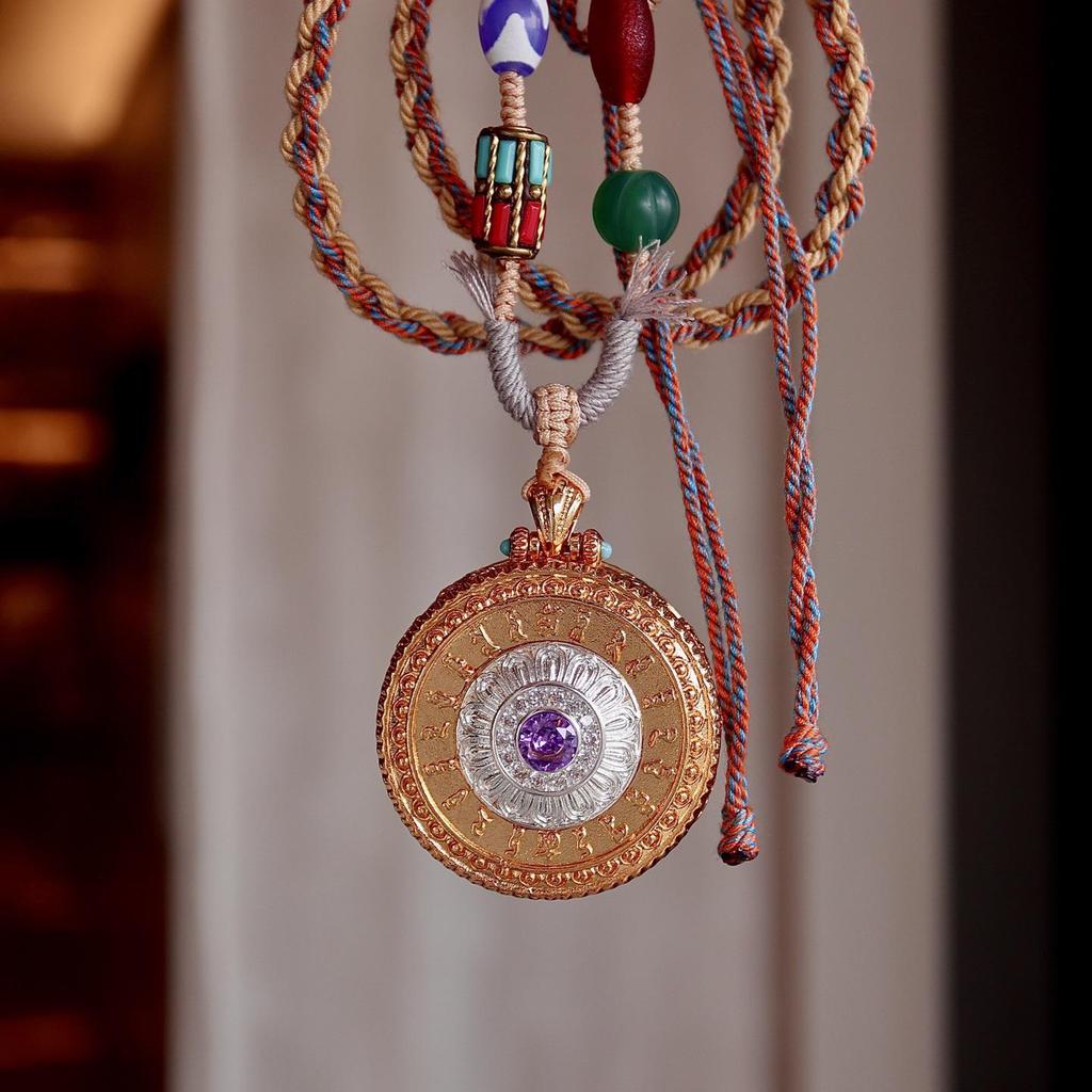 Qinghai Regong Green Tara Hand-painted Ethnic Thangka Pendant