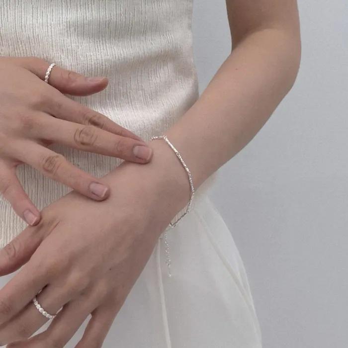[925 Silver] Grainy Line Bracelet