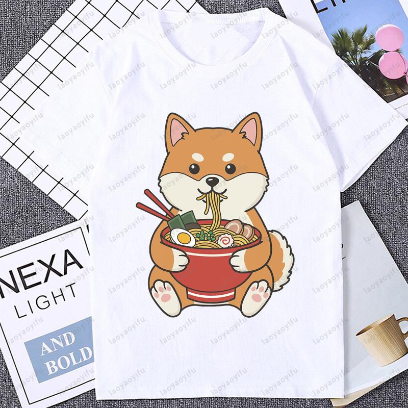 Funny Shiba Inu Graphic Cartoon T Shirt Short Sleeve Humor Japanese Dog Printed T-shirt Casual Streetwear Soft Tshirts