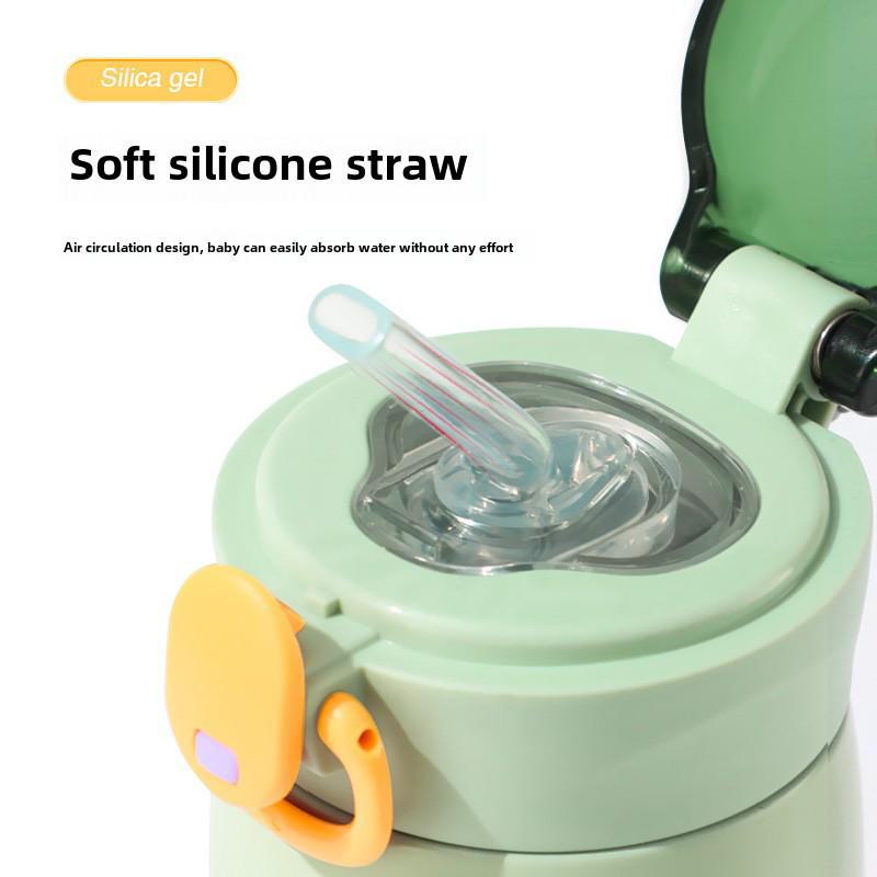 Doublelayer Steel Thermos Stainless 304 Cup With Straw Kids Coldkeeping Edition