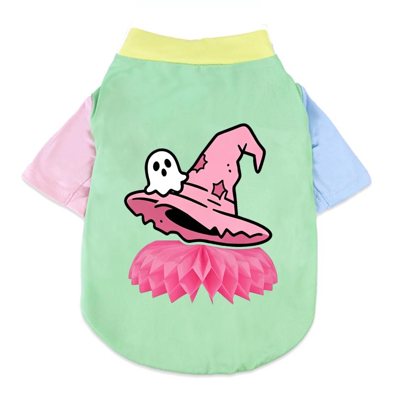 1 Pc Halloween Pet Shirts Cute Ghost Pumpkin Print T‑Shirt Cats & Dogs Costume Festival Apparel For Party Cosplay
