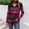 Nueva Camiseta Digitalmente Estampada para Mujer, Informal, de Cuello en V, Manga Larga, Holgada, Jersey