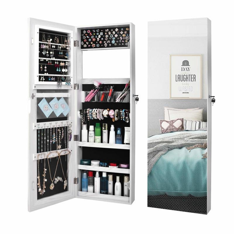Erommy Jewelry Cabinet Lockable Organizer Armoire Wall Door With Frameless Mirror At Affordable S Free Real Reviews Photos Joom Erommy Jewelry Cabinet Lockable, Jewelry Armoire Locking