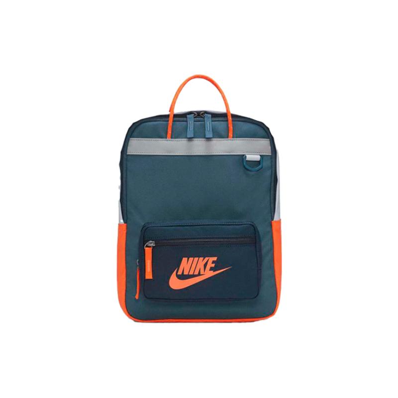 Nike Tanjun Polyester Backpack Regular Men's Gray Green & Orange Red Casual BA5927-058