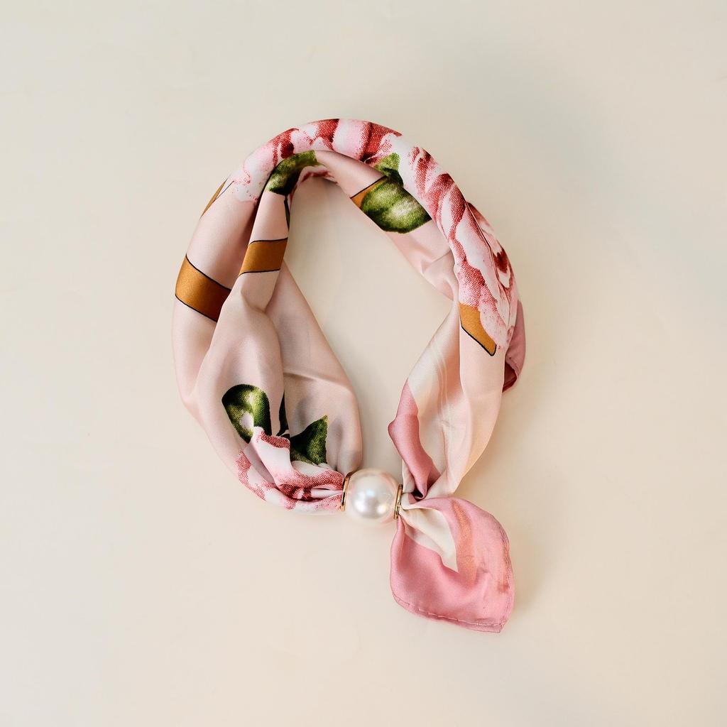 Elegante Sciarpa di Seta Magnetica con Fiori di Cashmere a Pois