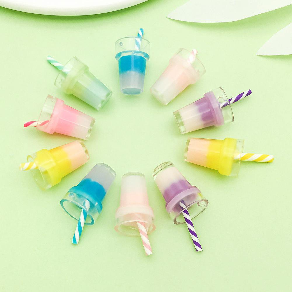 10-Color Resin Pearl Bubble Tea Charm for DIY Jewelry