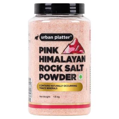 Urban Platter Rosa Himalaya-Steinsalzpulver, 1,5 kg (Unraffiniert | Ohne Zusatzstoffe | 100 % rosa Steinsalz | Sendha-Salz | PET-Glas)