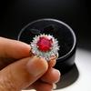 Imitation 5 Carat Emerald Ruby Sunflower Ring Big Diamond Snowflake Treasure Ring Female