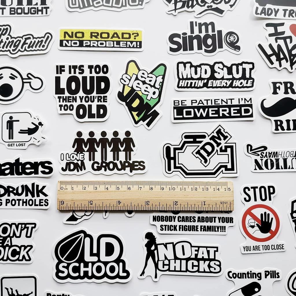 50 ks Vtipné USDM Herafra Sticker Bomb Paródia Nálepky JDM Drift Pretekárske Auto Nálepky