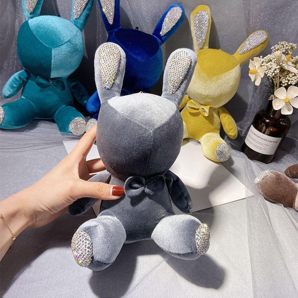 

Брелок для ключей со стразами и бантиком в виде кролика, плюшевая игрушка-кролик, брелок для ключей с плюшевым кроликом, кулон в виде кролика